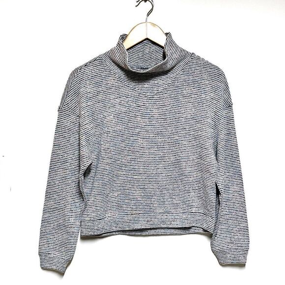 Madewell Mockneck Crop Glittery Stripe Sweater Womens S - Picture 1 of 9